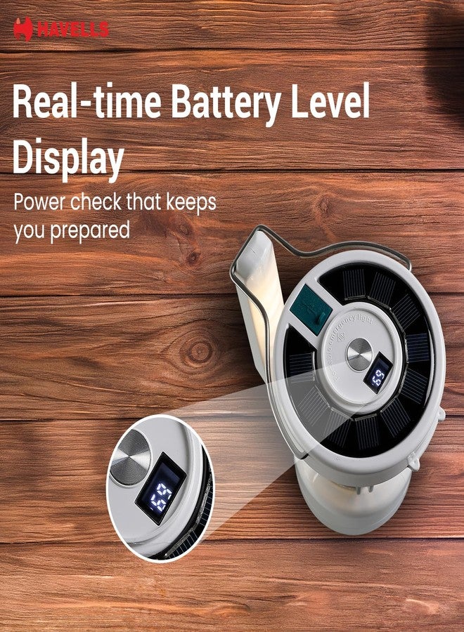 هافلز مصباح طوارئ شمسي هافيلز 6 واط 3 في 1 (فانوس يعمل بالطاقة الشمسية | مصباح يدوي | بنك طاقة 3600 مللي أمبير) مع 3 أوضاع إضاءة 3000 كلفن / 4000 كلفن / 6500 كلفن | يتضمن وضع المصباح اليدوي خيارات سطوع منخفضة ومتوسطة وعالية (أبيض وأخضر) - Image 5